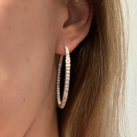 LAST ONE Chloe + Isabel Crystal Pavé Hoop Earrings - Picture 8 of 8